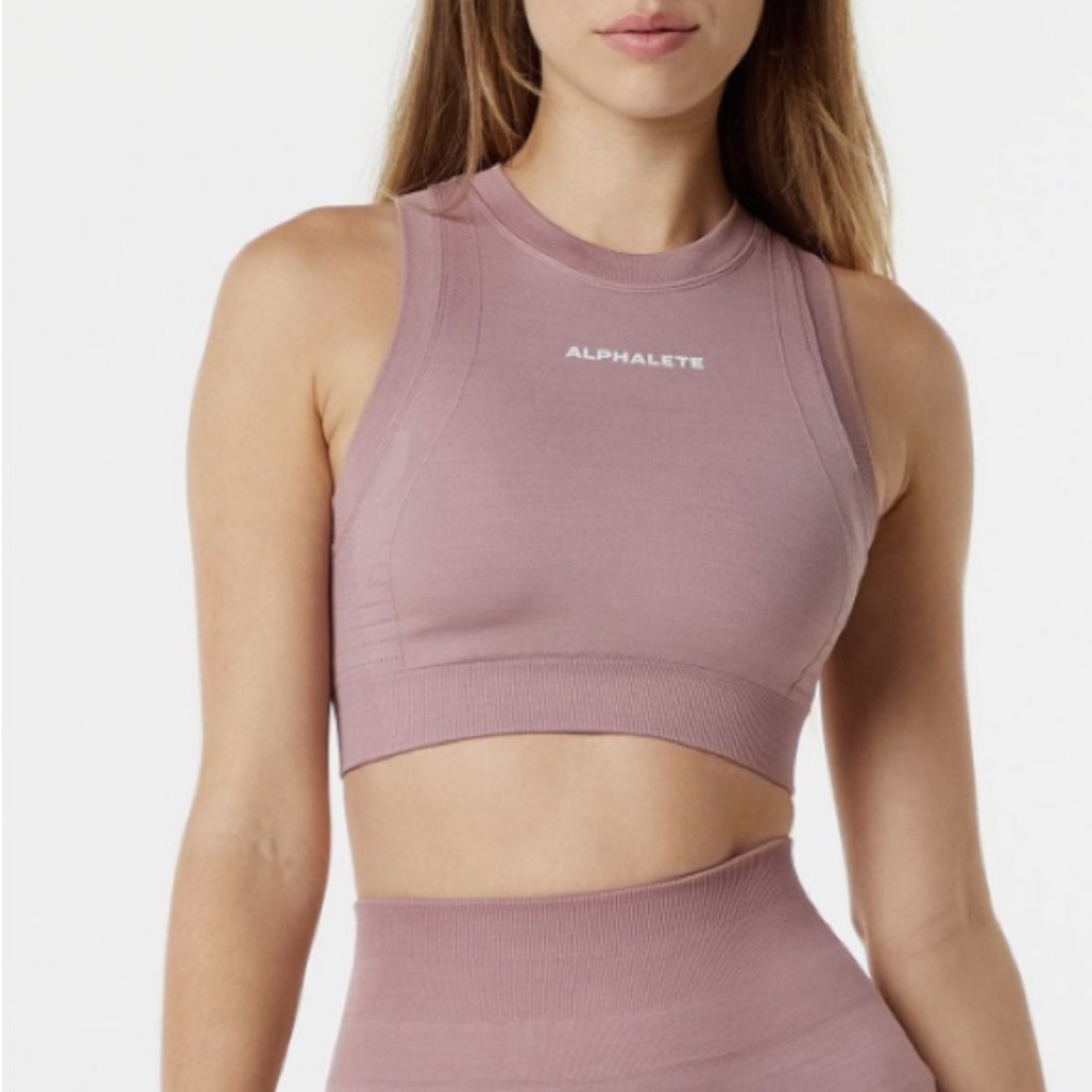 Alphalete Mauve Ozone High Neck Crop Bra